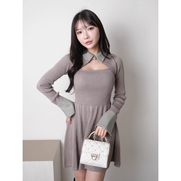 リップサービス（LIPSERVICE）/デコルテオープンフレアニットワンピース