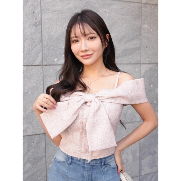 リップサービス（LIPSERVICE）/ツイードリボンオフショルトップス