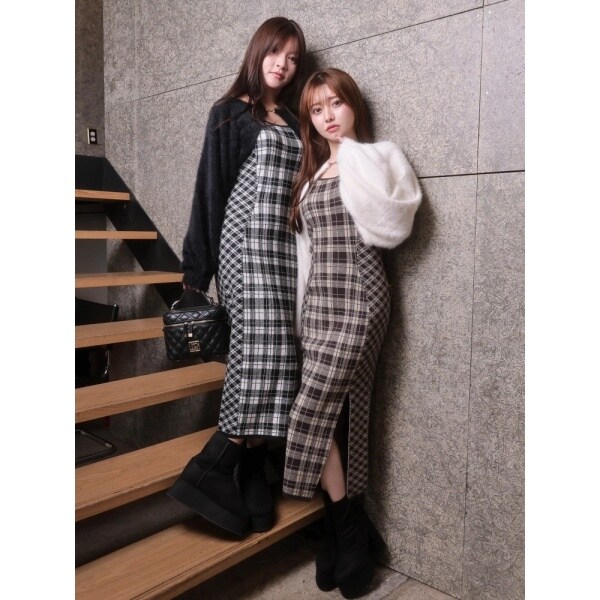 リップサービス（LIPSERVICE）/フェザーチェックアンサンブルロングワンピース(WEB限定)