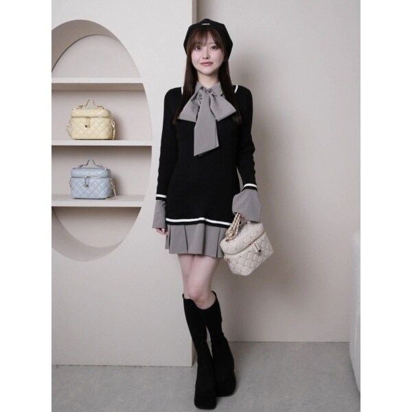 リップサービス（LIPSERVICE）/シャツドッキングプリーツワンピースの