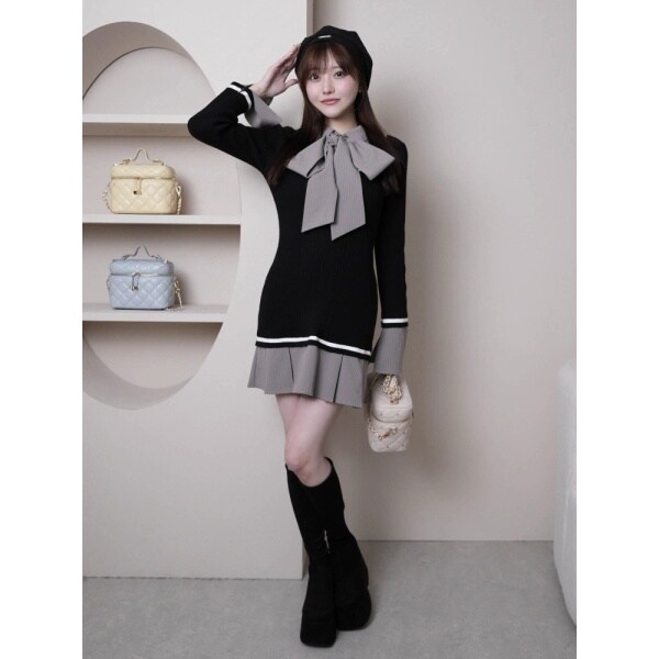 リップサービス（LIPSERVICE）/シャツドッキングプリーツワンピースの