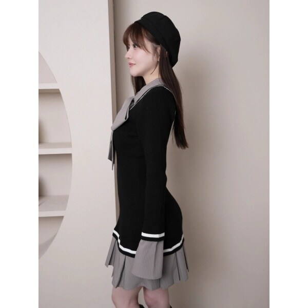 リップサービス（LIPSERVICE）/シャツドッキングプリーツワンピースの