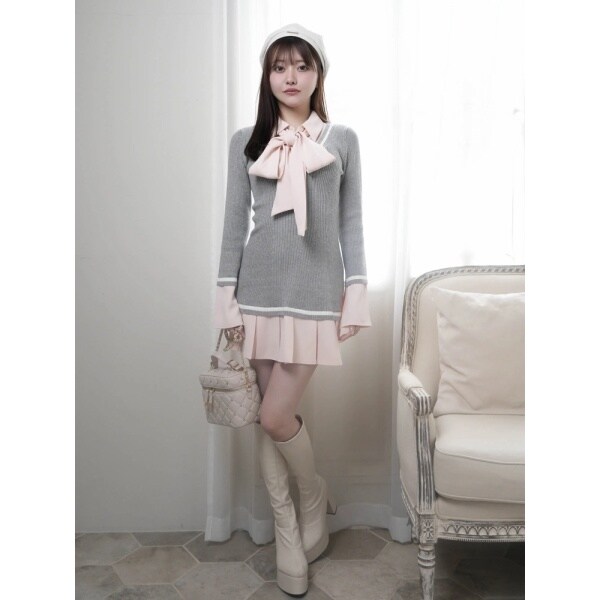 リップサービス（LIPSERVICE）/シャツドッキングプリーツワンピースの