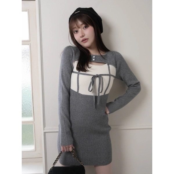 リップサービス（LIPSERVICE）/デコルテオープンバイカラーリボン