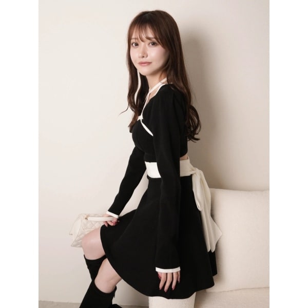 リップサービス（LIPSERVICE）/バックリボンバイカラーフレアワンピース