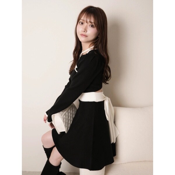 リップサービス（LIPSERVICE）/バックリボンバイカラーフレアワンピース