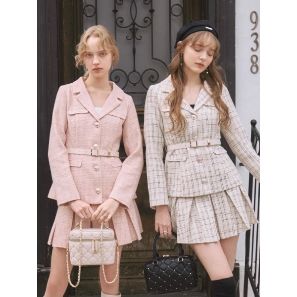 リップサービス（LIPSERVICE）/ベルト付ツイードミドルジャケット