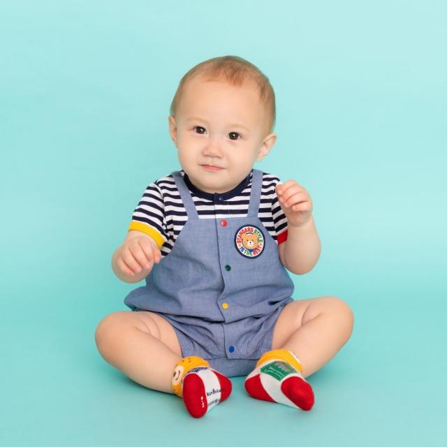 ミキハウス ホットビスケッツ/ボーダー オーバーオール風 ショートオールの通販は 8,580円