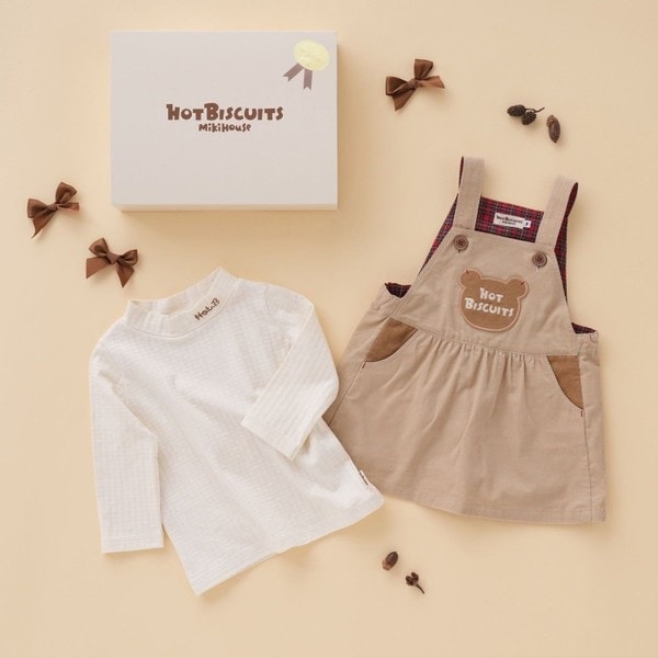 ミキハウス ホットビスケッツ（MIKIHOUSE HOT BISCUITS）/コーデュロイ ジャンパースカート＆モックネックTシャツギフトセット【BOX付…の通販は 11,550円