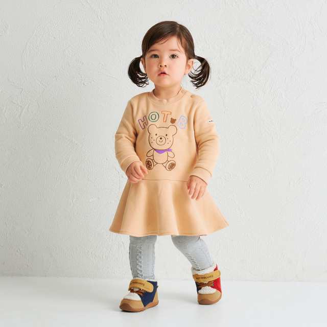 ミキハウス ホットビスケッツ（MIKIHOUSE HOT BISCUITS）/【NEW Color Series】裏毛パイル素材 フレアワンピース