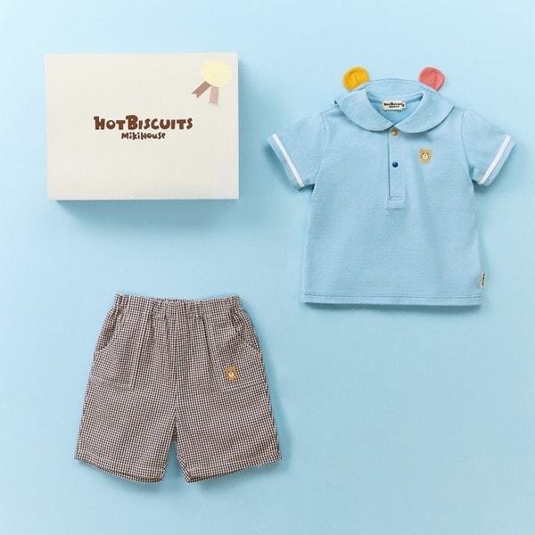 ミキハウス ホットビスケッツ（MIKIHOUSE HOT BISCUITS）/セーラーカラー半袖Tシャツ＆ハーフパンツセット【BOX付き】