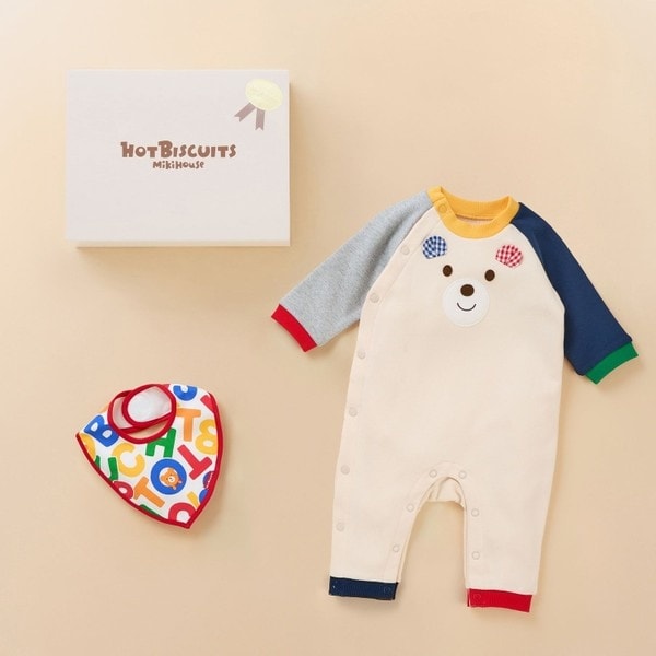 ミキハウス ホットビスケッツ（MIKIHOUSE HOT BISCUITS）/カバーオール＆スタイギフトセット【BOX付き】