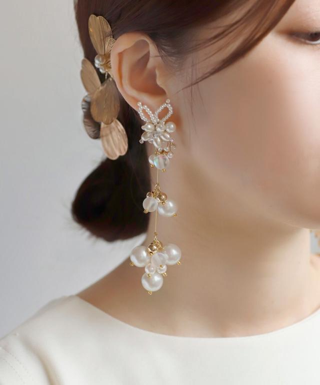 アネモネ（ANEMONE）/ビーズ×パールフラワーイヤリング[Hanayome]の通販は 5,830円