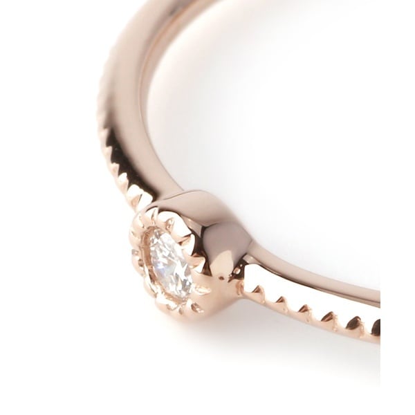 シエナロゼ　一粒ダイヤのミル打ちリング　7号　ロゼチナ　siena rose SIENA ROSE】一粒ダイヤのミル打ちリング[ロゼチナ]｜SANPO