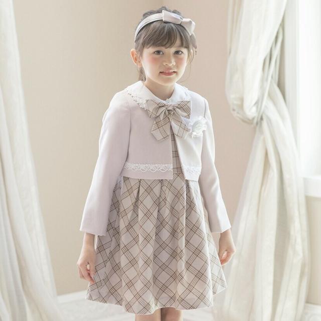 キャサリンコテージ（Catherine Cottage）/丸襟チェックワンピースとノーカラーボレロのアンサンブル