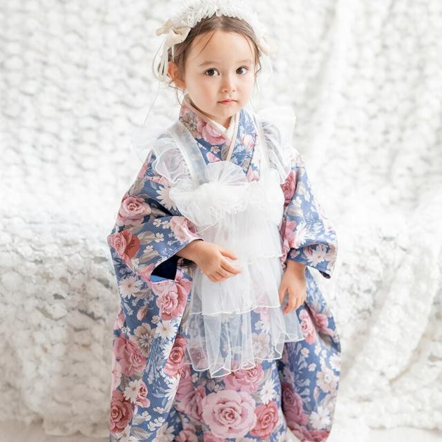 平和屋着物[]アンティーク 大正ロマン 女の子 十三参り 子供 檜扇花文