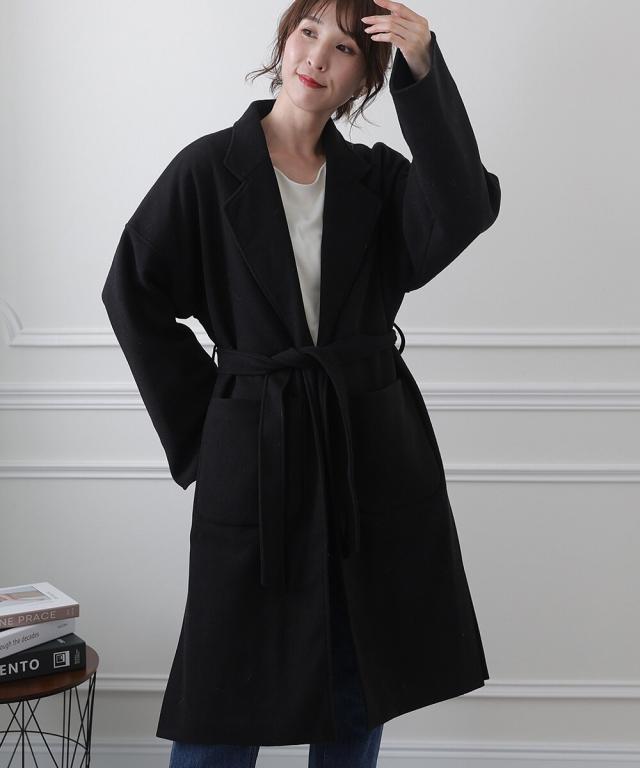 プールヴー（PourVous）/ベルト付きテーラードガウンコート