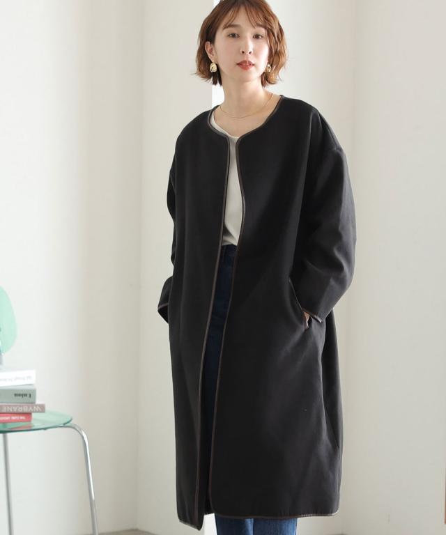 プールヴー（PourVous）/配色パイピングラップコート