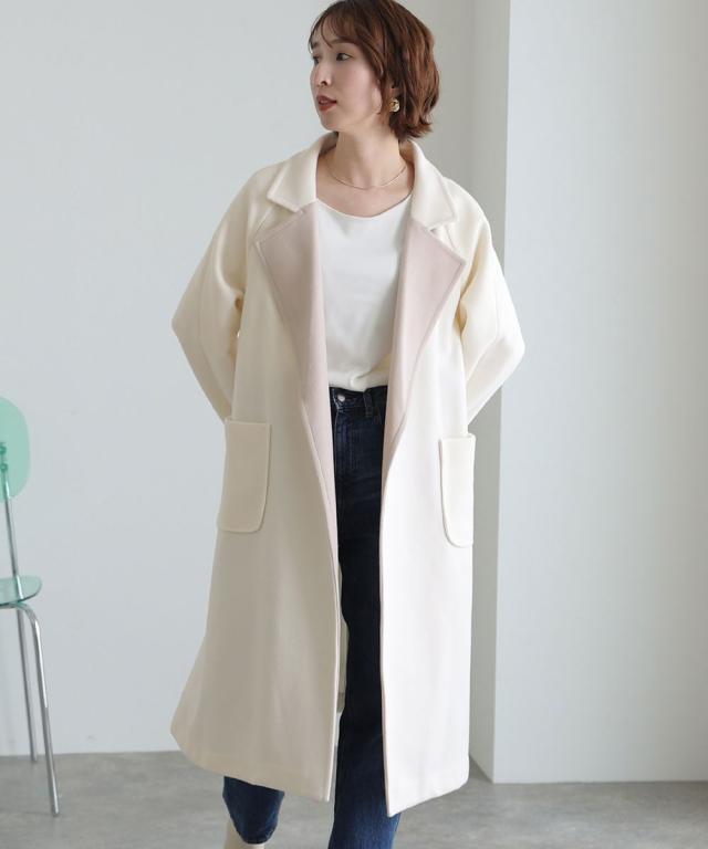 プールヴー（PourVous）/衿配色ラップコート