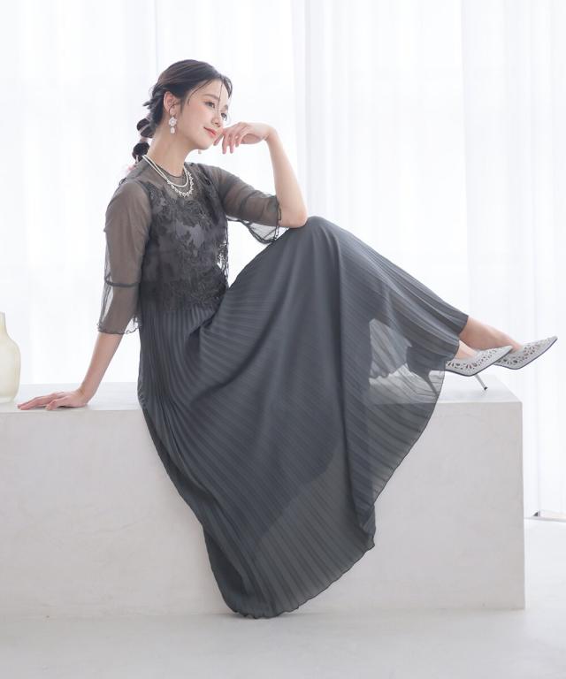 プールヴー（PourVous）/ラメチュールスリーブプリーツドレスの通販は