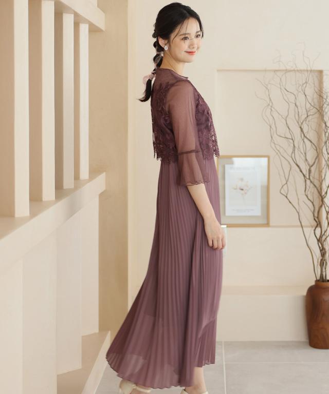 ラメチュールプリーツドレス