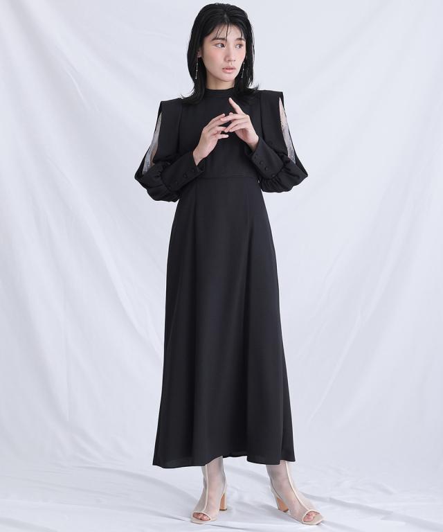 中古】ルネ ワンピース ノースリーブ ミモレ ロング ドット柄 ビジュー