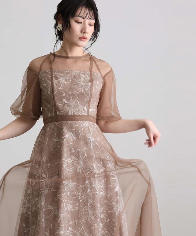 atlo アトロ ピンクベージュ フリルオフショルダーパーティードレス M atlo アトロ ピンクベージュ フリルオフショルダーパーティードレス M