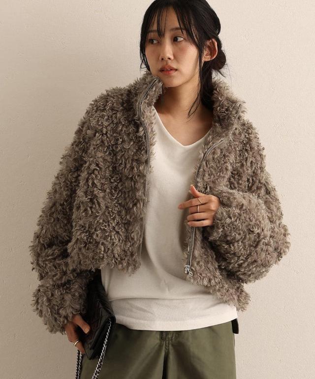 プールヴー（PourVous）/カルガンラム風 フェイクファー ジャケット