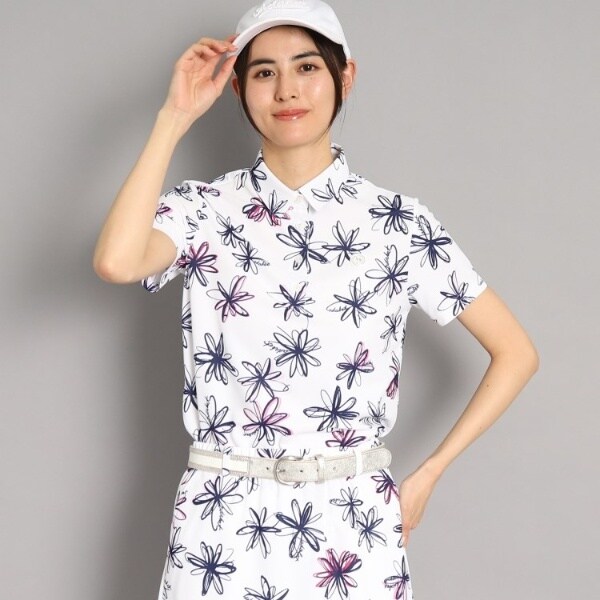 アダバット（adabat）/【UVカット防透け】ラインフラワー柄 半袖ポロシャツの通販は