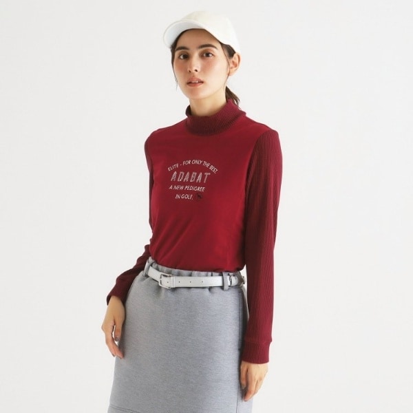 アダバット（adabat）/【吸湿発熱】異素材組み合わせ 長袖モックネックプルオーバー