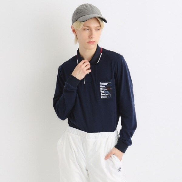 アダバット（adabat）/【吸湿発熱】鍵盤ロゴデザイン 長袖ポロシャツ