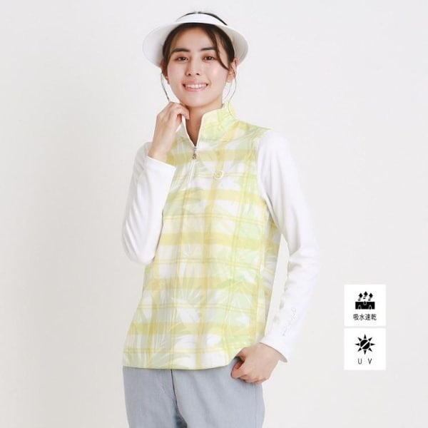 アダバット（adabat）/UVカット吸水速乾 フラワーチェックハーフジッププルオーバー