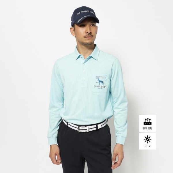 アダバット（adabat）/UVカット吸水速乾 シャンブレーストライプ長袖ポロシャツ