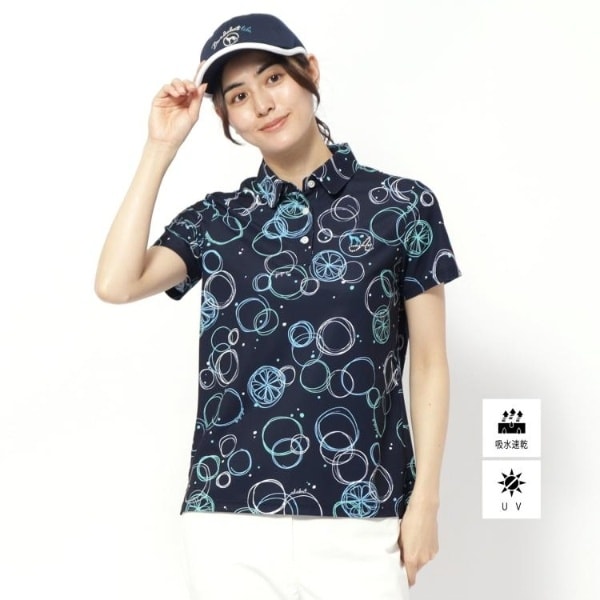 アダバット（adabat）/UVカット吸水速乾 バブルプリントドライポロシャツ