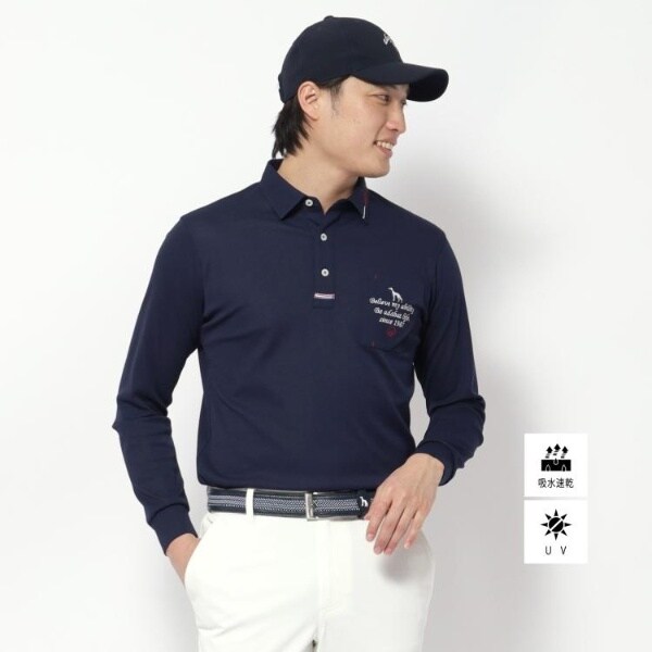 アダバット長袖ポロシャツ 新レーベル ADABAT NAVY】起毛ストレッチ