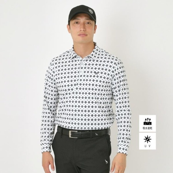 アダバット（adabat）/【UVカット・吸水速乾】アスコットプリント長袖ポロシャツ