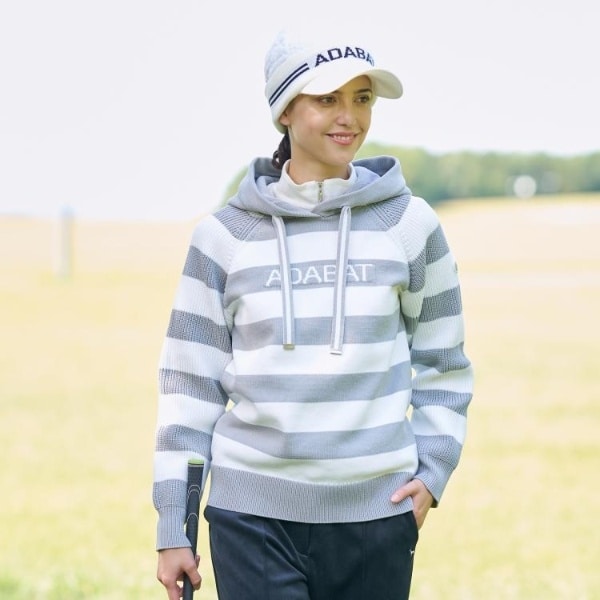 アダバット（adabat）/ボーダーニットパーカー