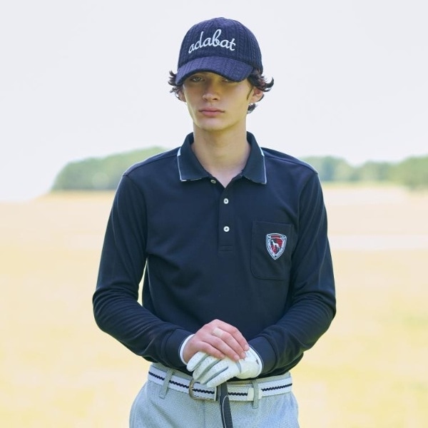 アダバット（adabat）/【吸湿発熱】ポケットエンブレム長袖ポロシャツ