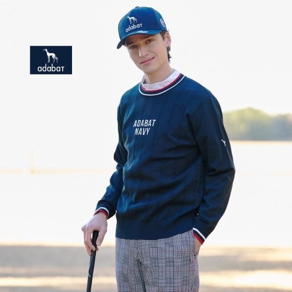 アダバット（adabat）/【ADABAT NAVY】ケーブルストライプクルーニット