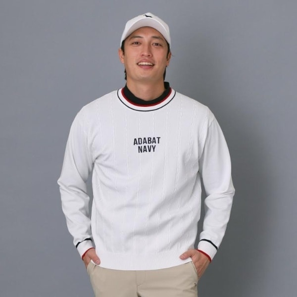 アダバット（adabat）/【ADABAT NAVY】ケーブルストライプクルーニット_3