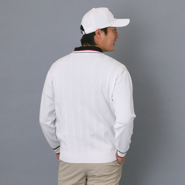 アダバット（adabat）/【ADABAT NAVY】ケーブルストライプクルーニット_4
