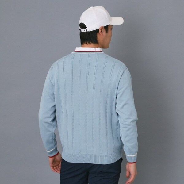 アダバット（adabat）/【ADABAT NAVY】ケーブルストライプクルーニット_9