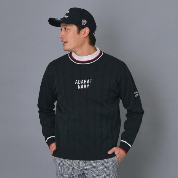 アダバット（adabat）/【ADABAT NAVY】ケーブルストライプクルーニット_14