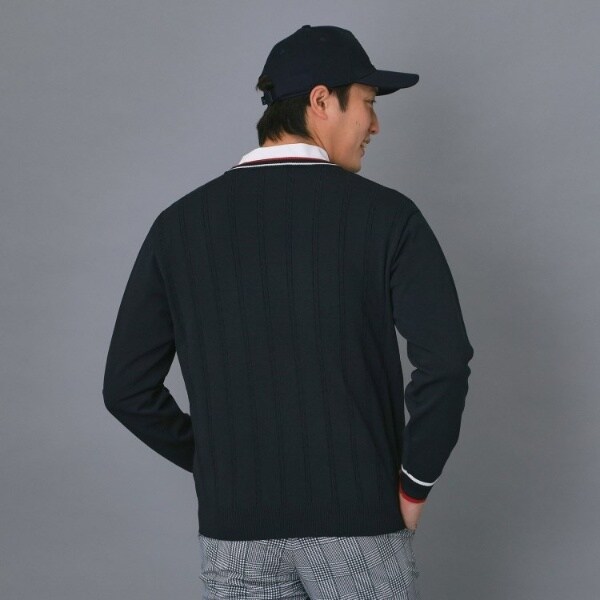 アダバット（adabat）/【ADABAT NAVY】ケーブルストライプクルーニット_15