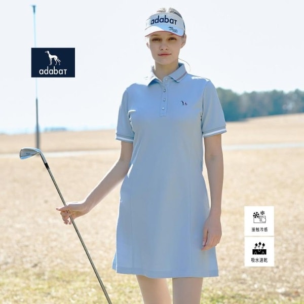 アダバット（adabat）/【ADABAT NAVY】吸水速乾接触冷感 カノコポロえりワンピース_1