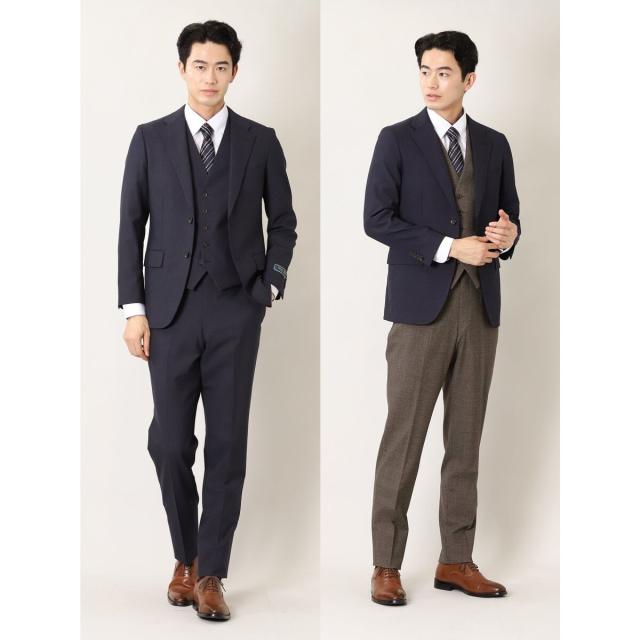タカキュー（TAKA−Q）/アレキサンダージュリアン ウール混ストレッチ 2ボタン4ピース6WAYスーツ 杢紺
