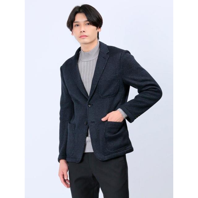 タカキュー（TAKA−Q）/レノマ オム セーターフリースカルゼ  2ボタンジャケット 紺の通販は
