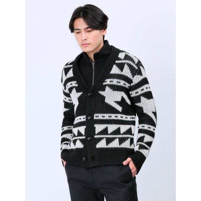 タカキュー（TAKA−Q）/レノマ オム ジャガード Vネック ニットカーディガン