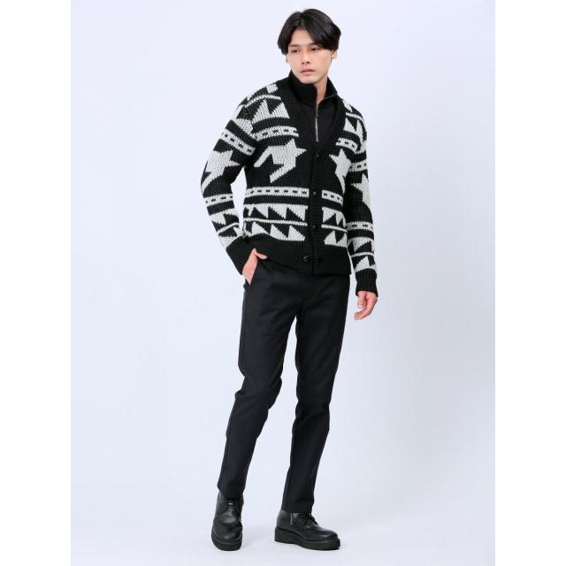 タカキュー（TAKA−Q）/レノマ オム ジャガード Vネック ニットカーディガン タカキュー（TAKA−Q）/レノマ オム ジャガード Vネック ニット