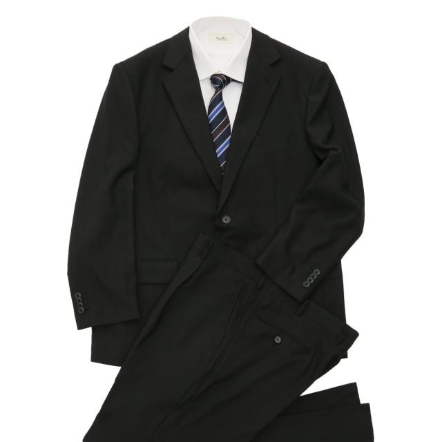 タカキュー（TAKA−Q）/【ストレッチ ウォッシャブル】タカキュー 2ボタン2ピース リクルートセットアップスーツ 黒無地